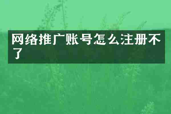 网络推广账号怎么注册不了