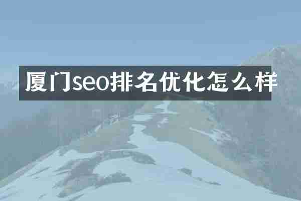 厦门seo排名优化怎么样