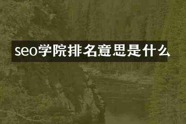 seo学院排名意思是什么