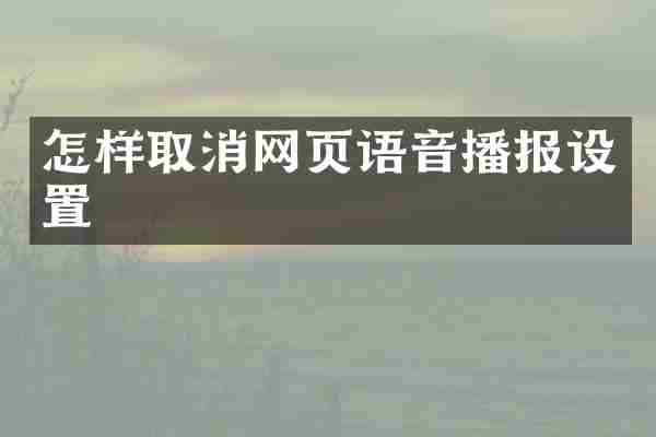 怎样取消网页语音播报设置