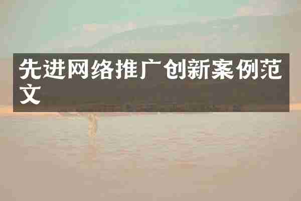 先进网络推广创新案例范文