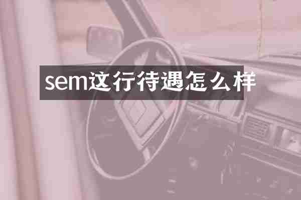 sem这行待遇怎么样