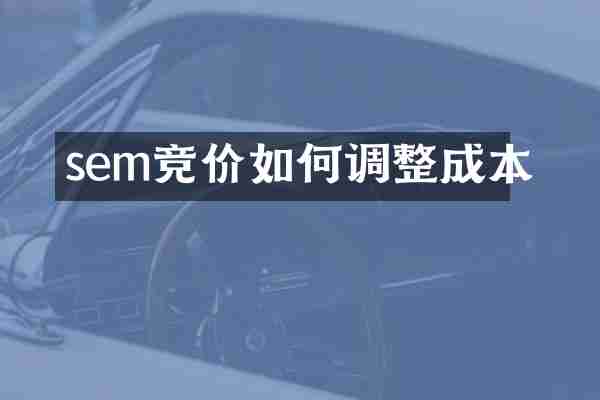 sem竞价如何调整成本
