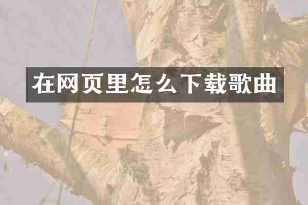 在网页里怎么下载歌曲
