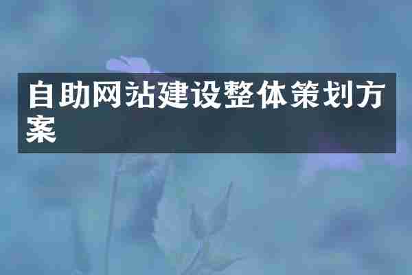 自助网站建设整体策划方案