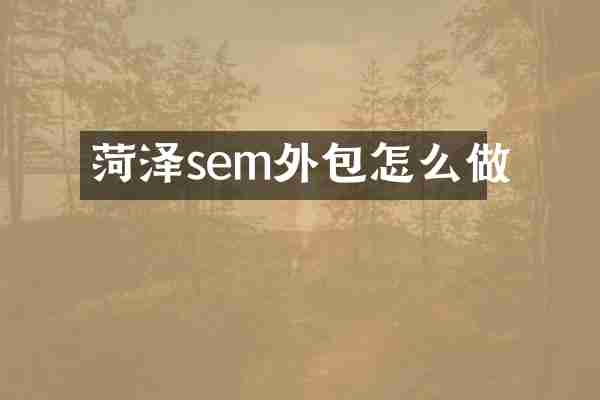 菏泽sem外包怎么做