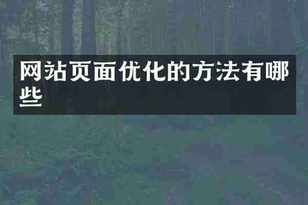 网站页面优化的方法有哪些