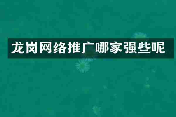 龙岗网络推广哪家强些呢