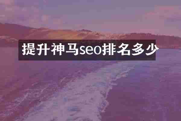 提升神马seo排名多少