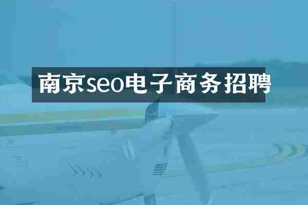 南京seo电子商务招聘