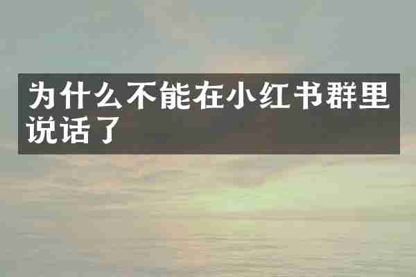 为什么不能在小红书群里说话了
