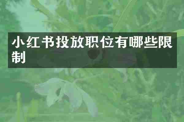 小红书投放职位有哪些限制