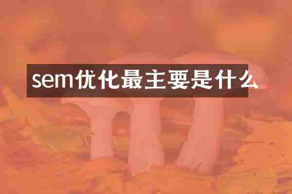 sem优化最主要是什么