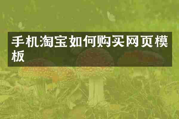 手机淘宝如何购买网页模板