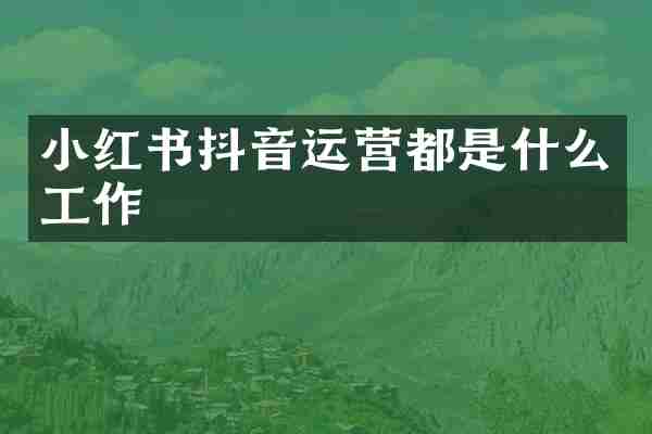 小红书抖音运营都是什么工作