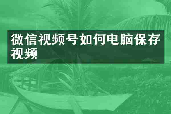 微信视频号如何电脑保存视频