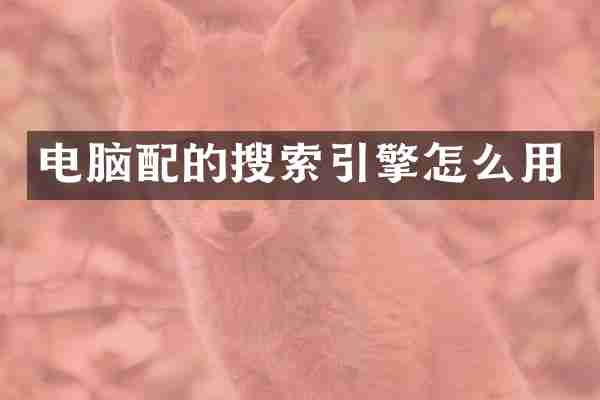 电脑配的搜索引擎怎么用