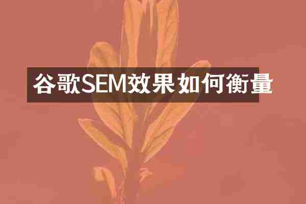 谷歌SEM效果如何衡量