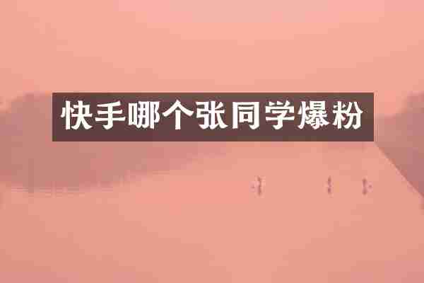 快手哪个张同学爆粉