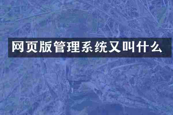 网页版管理系统又叫什么