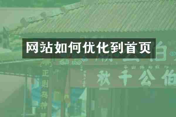 网站如何优化到首页