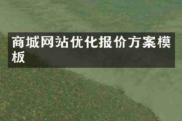 商城网站优化报价方案模板