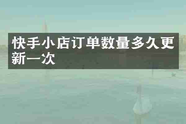 快手小店订单数量多久更新一次