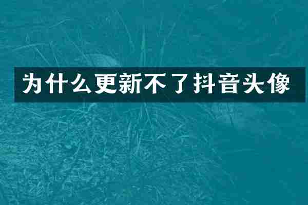为什么更新不了抖音头像
