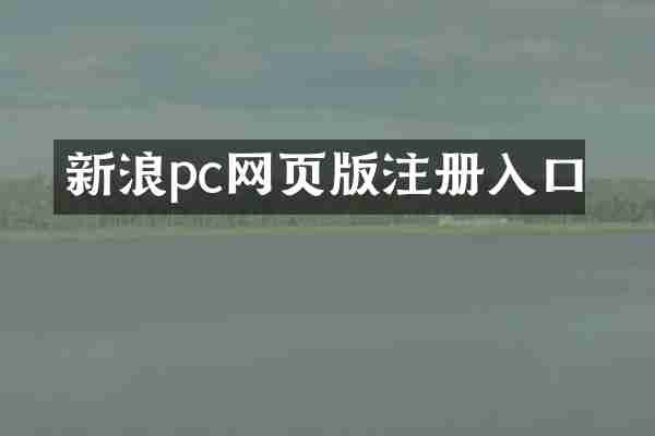 新浪pc网页版注册入口