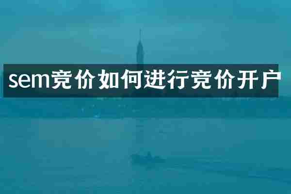 sem竞价如何进行竞价开户