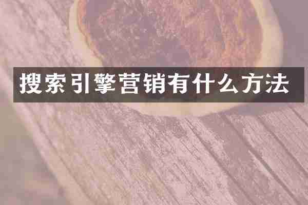 搜索引擎营销有什么方法