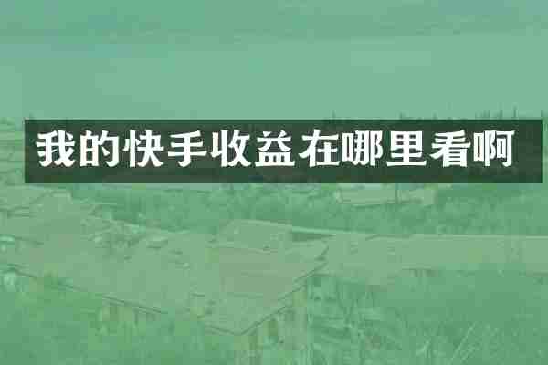 我的快手收益在哪里看啊