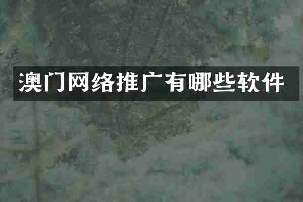 澳门网络推广有哪些软件