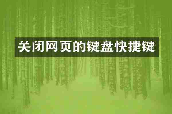 关闭网页的键盘快捷键