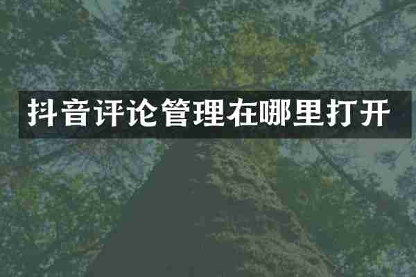 抖音评论管理在哪里打开