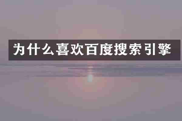 为什么喜欢百度搜索引擎