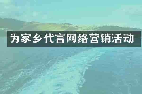 为家乡代言网络营销活动