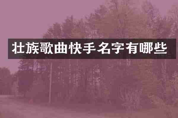 壮族歌曲快手名字有哪些