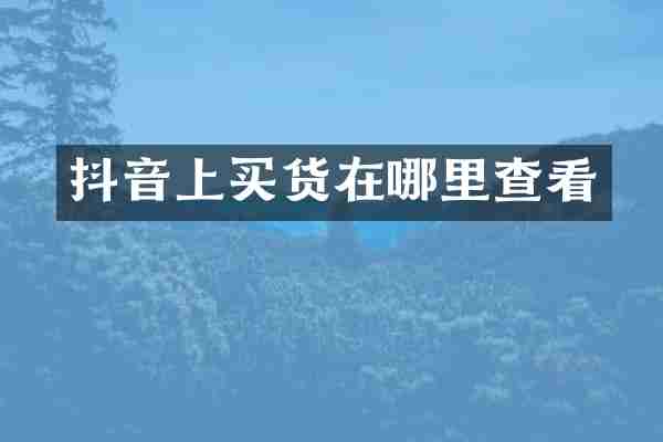 抖音上买货在哪里查看