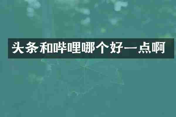头条和哔哩哪个好一点啊