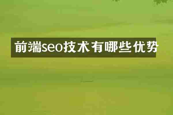 前端seo技术有哪些优势