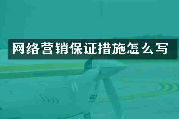 网络营销保证措施怎么写