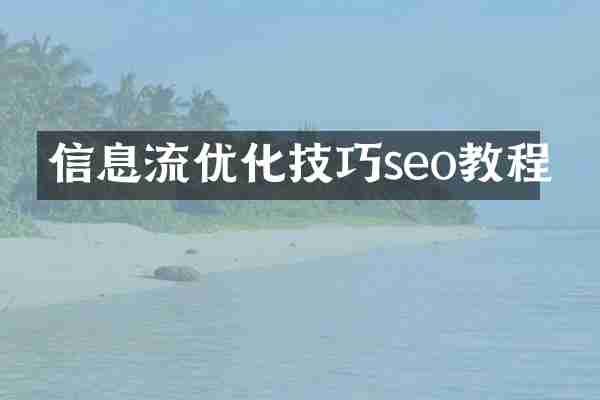 信息流优化技巧seo教程