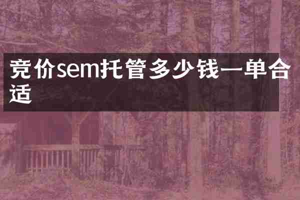 竞价sem托管多少钱一单合适