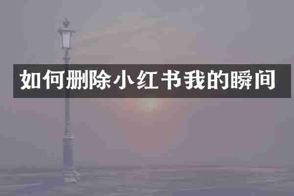 如何删除小红书我的瞬间