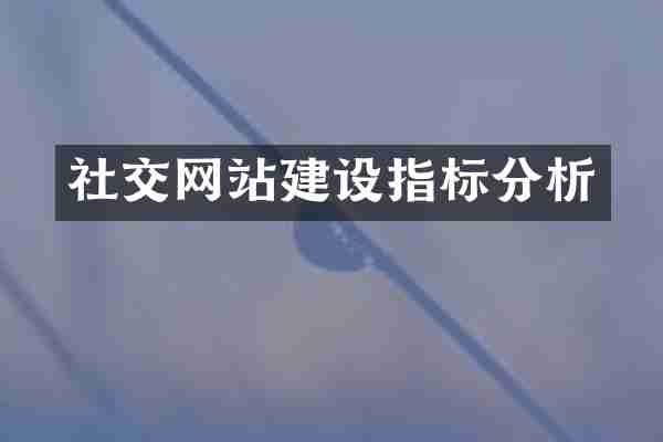 社交网站建设指标分析