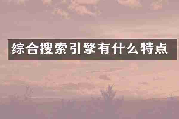 综合搜索引擎有什么特点