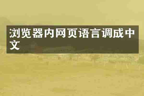浏览器内网页语言调成中文