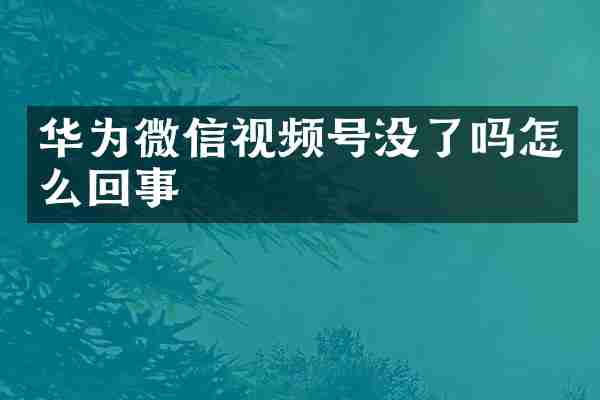 华为微信视频号没了吗怎么回事
