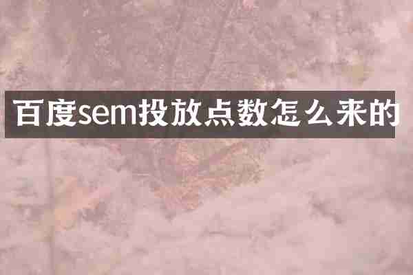 百度sem投放点数怎么来的